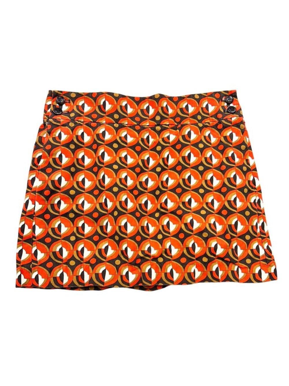 J. Crew Womens All-Over Geometric Print A-Line Cotton Mini Skirt Size 4 Orange